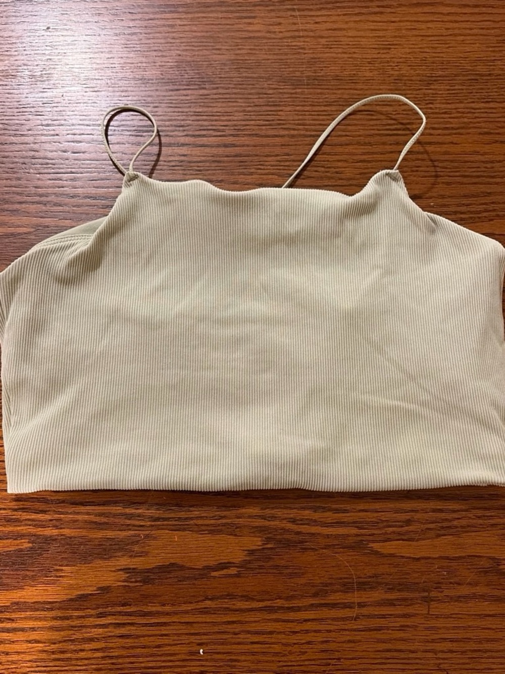 Nike Beige Ribbed Spaghetti-Strap Crop Camisole